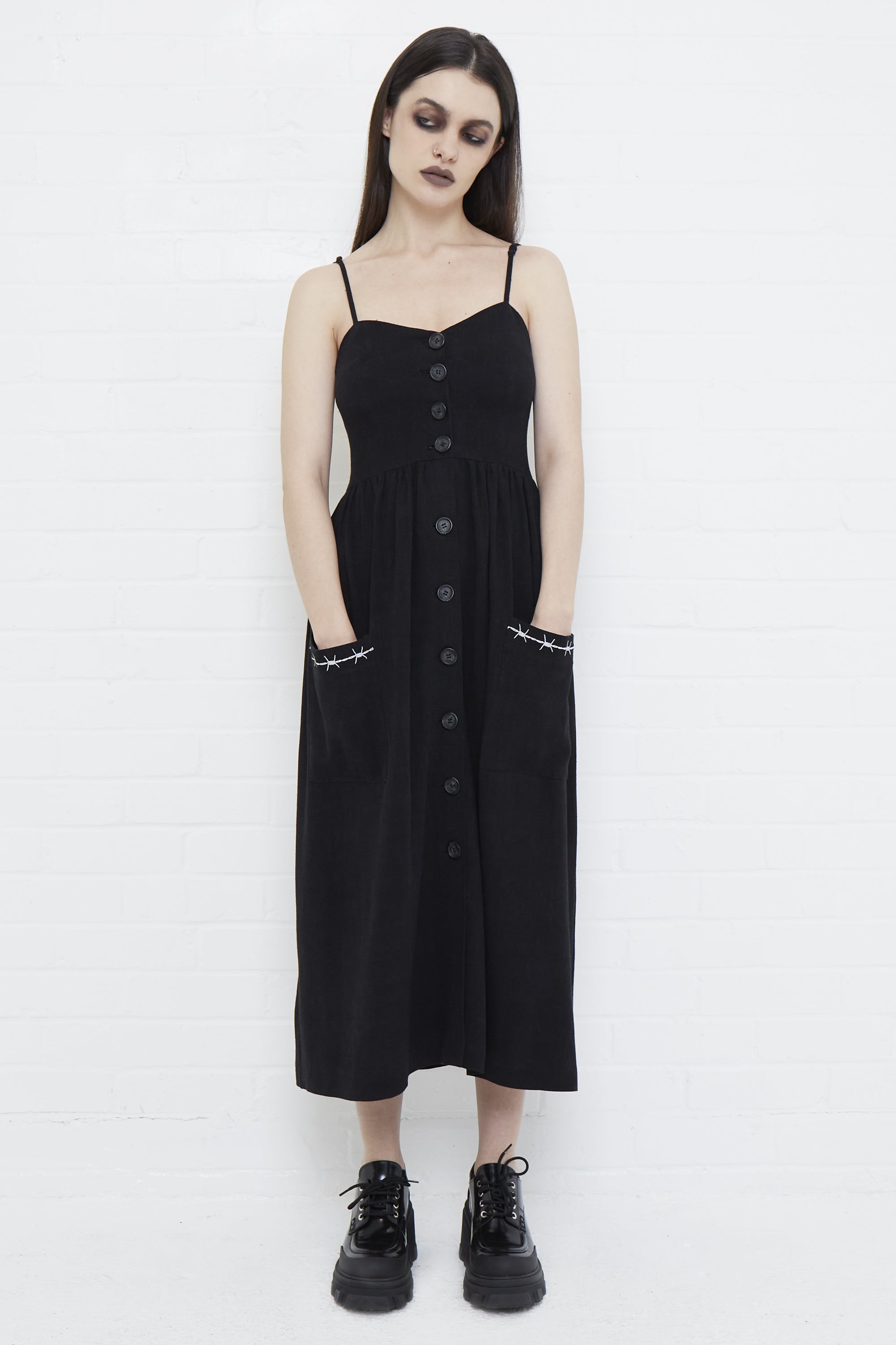 Ebony Button Down Midi Dress - Mary Wyatt London